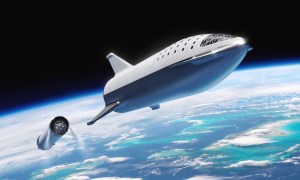 Die geplante BFR nach der Trennung von der erster Stufe und Raumschiff. Bild: SpaceX