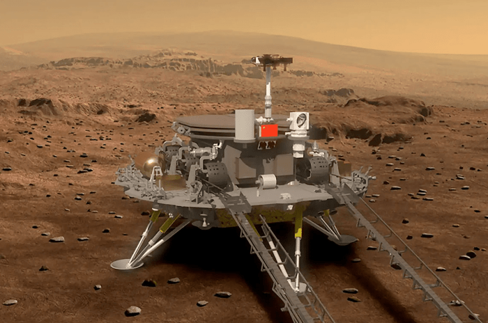 Tianwen-1 auf dem Mars: Nach der Landung wird der Rover vom Lander herabrollen